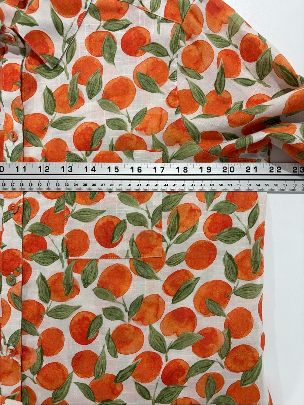 Foxcroft Peach-Print 100% Cotton Button Down Shirt (12) - Picture 4 of 10